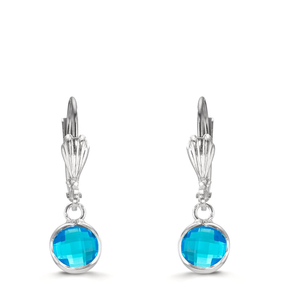 Orecchini Anti allergico Cristallo blu, 2 pietra, 6 mm