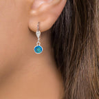 Orecchini Anti allergico Cristallo blu, 2 pietra, 6 mm