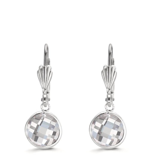 Orecchini Anti allergico Zirconia bianco, 2 pietra, 8 mm