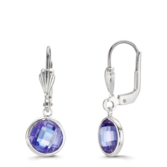 Orecchini Anti allergico Zirconia Viola, 2 pietra, 8 mm