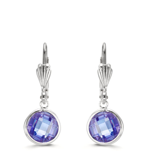 Orecchini Anti allergico Zirconia Viola, 2 pietra, 8 mm