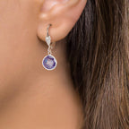 Orecchini Anti allergico Zirconia Viola, 2 pietra, 8 mm