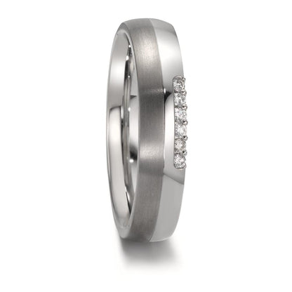 Anello del partner Acciaio inossidabile, Titanio Diamante 0.09 ct, 6 pietra, w-si