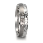 Anello del partner Acciaio inossidabile, Titanio Diamante 0.05 ct, 5 pietra, w-si