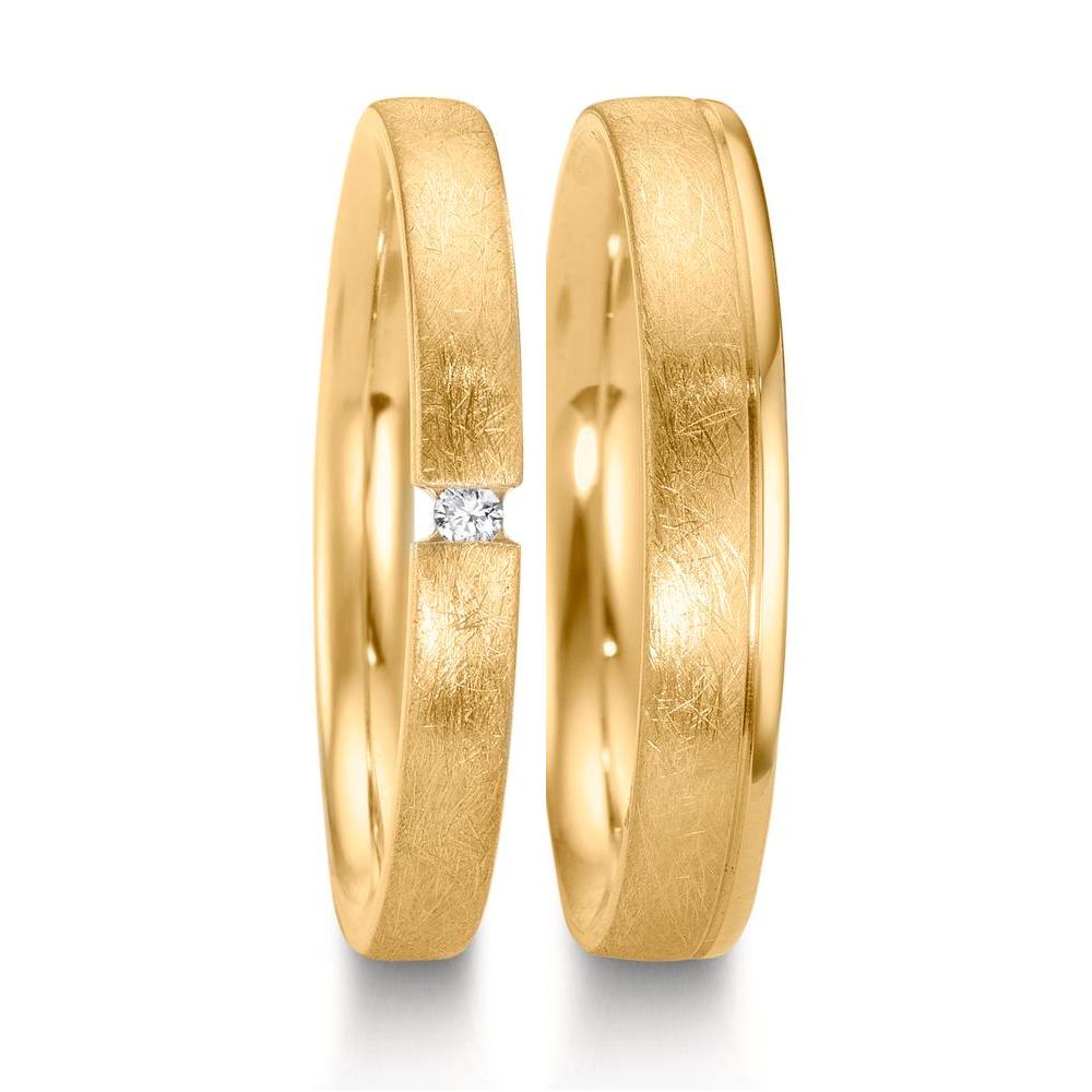 Anello del partner Oro giallo 750/18 carati Diamante 0.015 ct, w-si