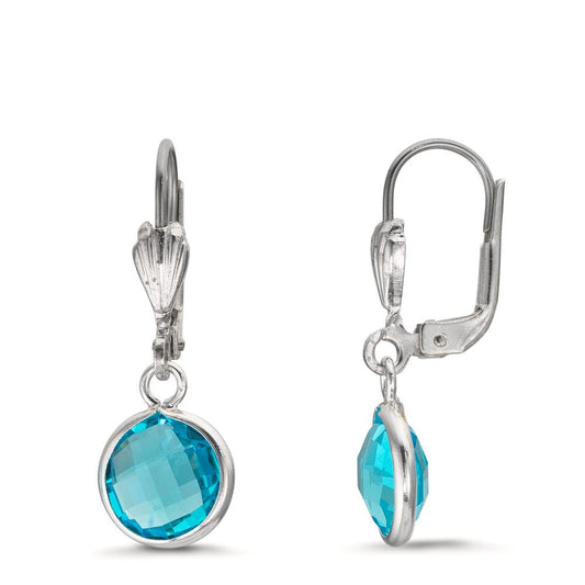 Orecchini Anti allergico Zirconia acqua, 2 pietra, 8 mm