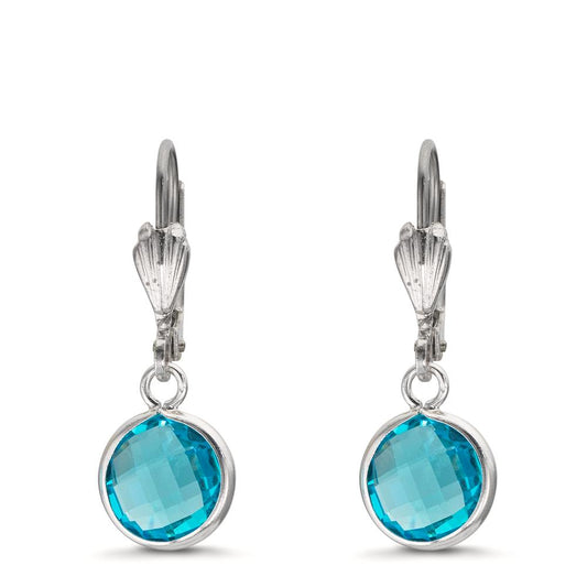Orecchini Anti allergico Zirconia acqua, 2 pietra, 8 mm