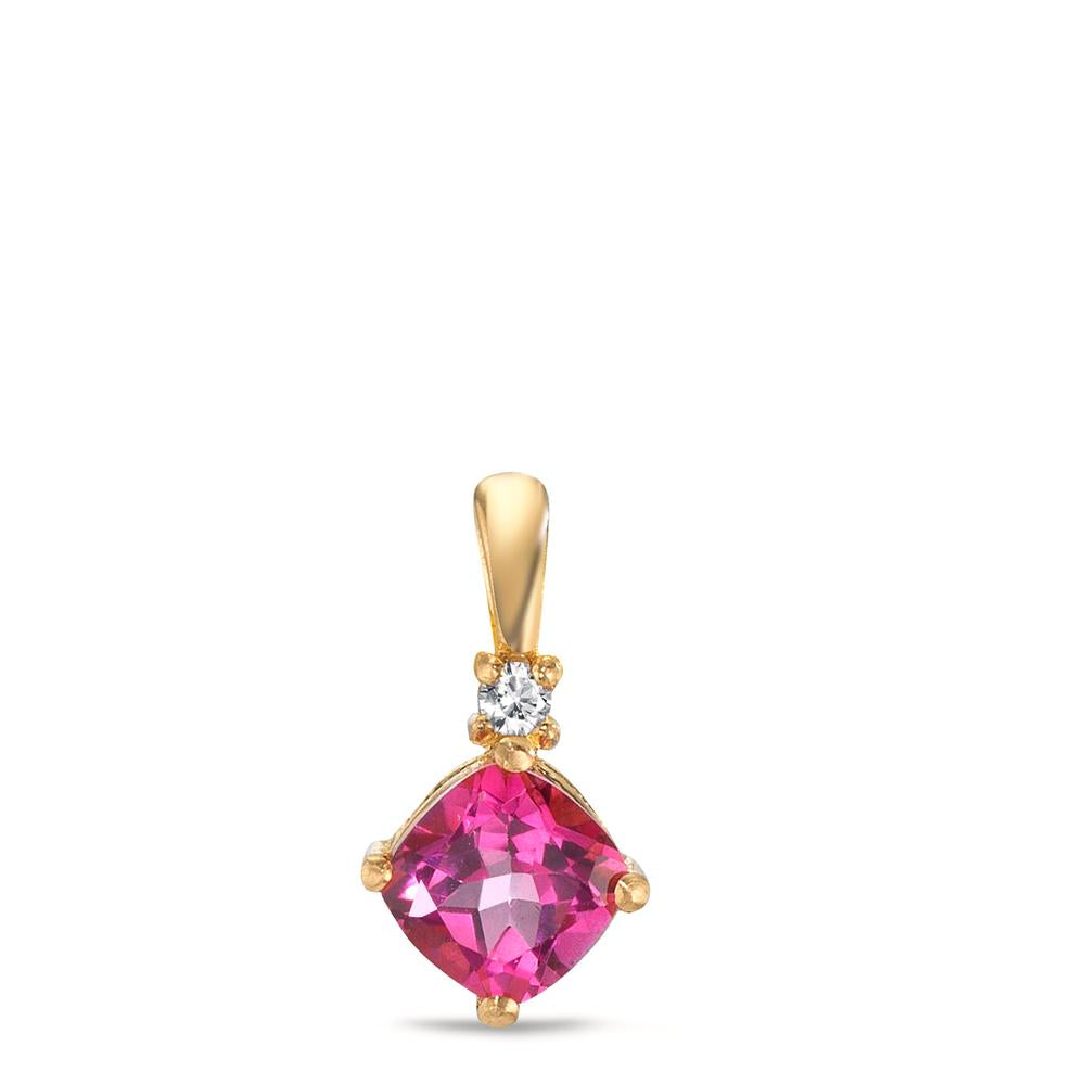 Ciondolo Oro giallo 750/18 carati Topazio rosa, Topazio bianco Ø6.5 mm