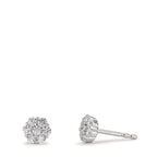 Orecchini a bottone Argento Zirconia 14 pietra rodiato Fiore