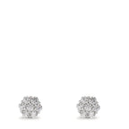 Orecchini a bottone Argento Zirconia 14 pietra rodiato Fiore