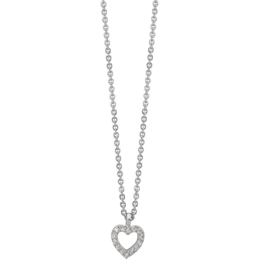 Collana Argento Zirconia 16 pietra rodiato Cuore 38-42 cm