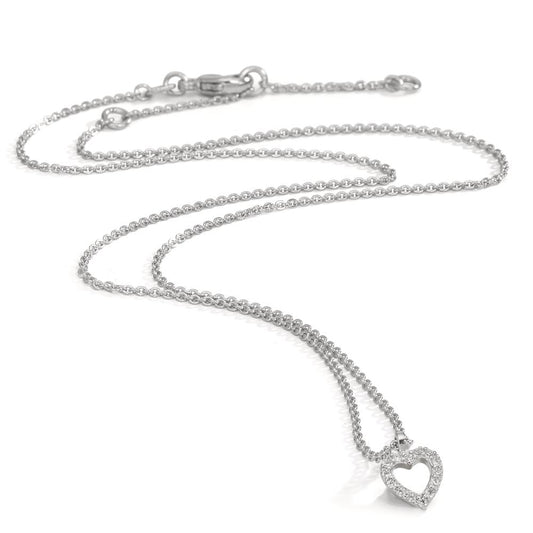 Collana Argento Zirconia 16 pietra rodiato Cuore 38-42 cm