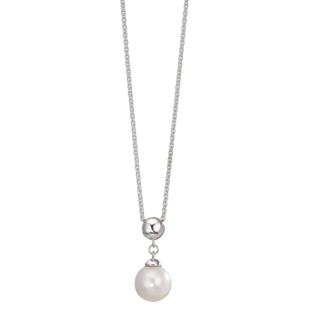 Collana Argento rodiato Perla coltivata d'acqua dolce 7.5-8 mm 38-42 cm