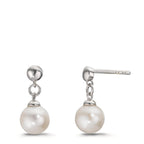 Orecchini Argento rodiato Perla coltivata d'acqua dolce, 2 Perla, 6.5 mm