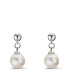 Orecchini Argento rodiato Perla coltivata d'acqua dolce, 2 Perla, 6.5 mm