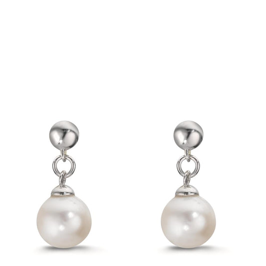Orecchini Argento rodiato Perla coltivata d'acqua dolce, 2 Perla, 6.5 mm