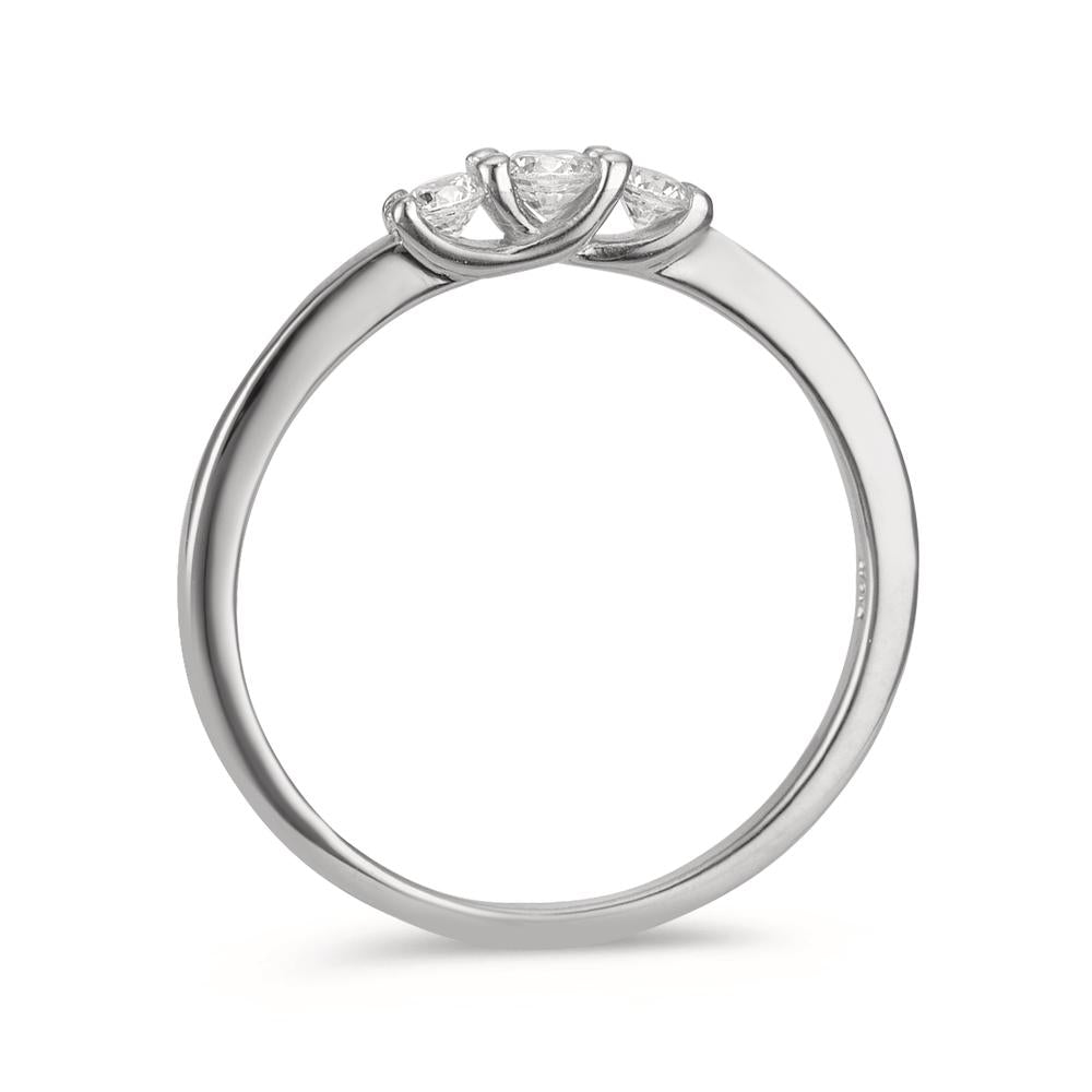 Anello Argento Zirconia 3 pietra rodiato