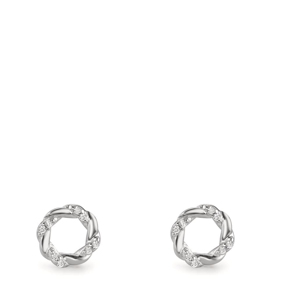 Orecchini a bottone Argento Zirconia 16 pietra rodiato Ø6.5 mm