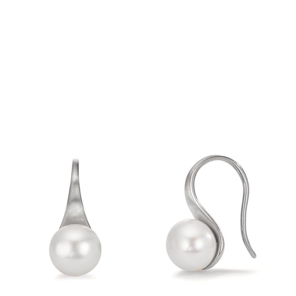 Orecchini Argento rodiato Perla coltivata d'acqua dolce, 2 Perla, 8 mm