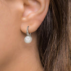 Orecchini Argento rodiato Perla coltivata d'acqua dolce, 2 Perla, 8 mm