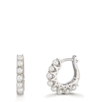 Orecchini circolari Argento rodiato Perla coltivata d'acqua dolce, 16 Perla, 2.5 mm