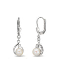 Orecchini Argento Zirconia 2 pietra rodiato Perla coltivata d'acqua dolce, 2 Perla, 5.5 mm