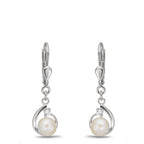 Orecchini Argento Zirconia 2 pietra rodiato Perla coltivata d'acqua dolce, 2 Perla, 5.5 mm