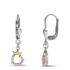 Orecchini Argento Zirconia rosa rodiato Cuore