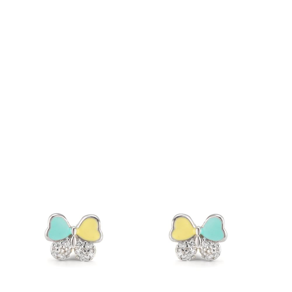 Orecchini a bottone Argento Zirconia 20 pietra rodiato Farfalla Ø6 mm