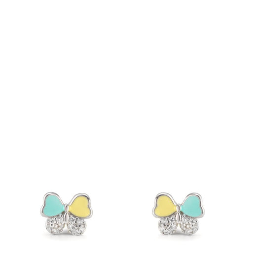 Orecchini a bottone Argento Zirconia 20 pietra rodiato Farfalla Ø6 mm