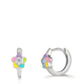 Orecchini circolari Argento Zirconia 2 pietra rodiato Fiore