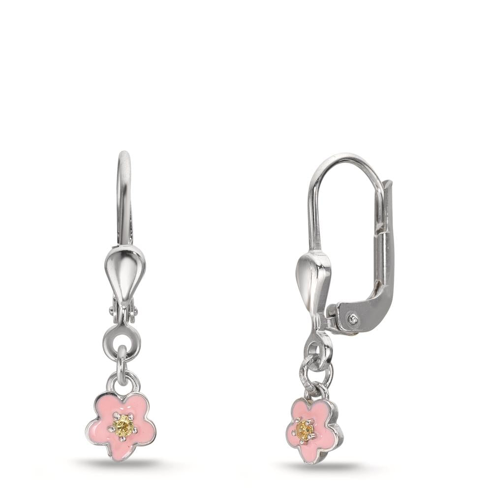 Orecchini Argento Zirconia giallo, 2 pietra rodiato Fiore