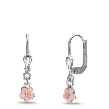 Orecchini Argento Zirconia giallo, 2 pietra rodiato Fiore