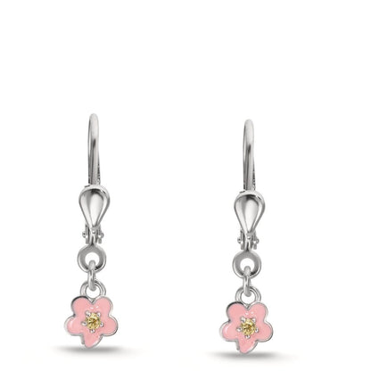 Orecchini Argento Zirconia giallo, 2 pietra rodiato Fiore