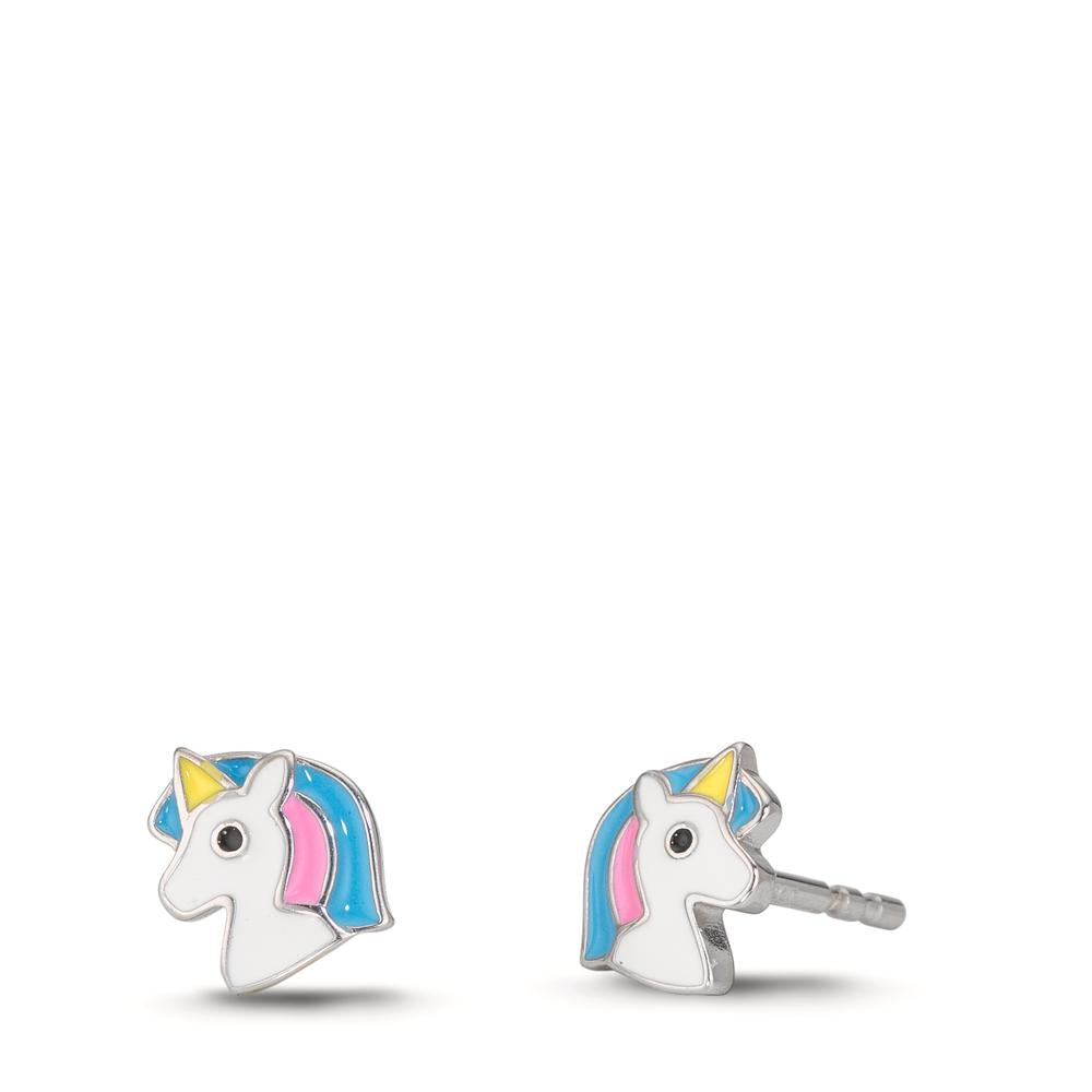Orecchini a bottone Argento rodiato Unicorno