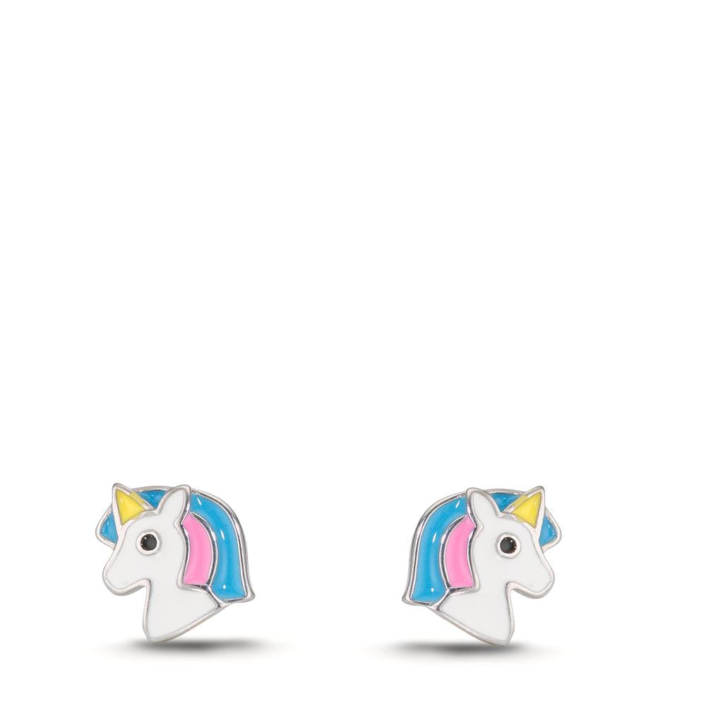 Orecchini a bottone Argento rodiato Unicorno