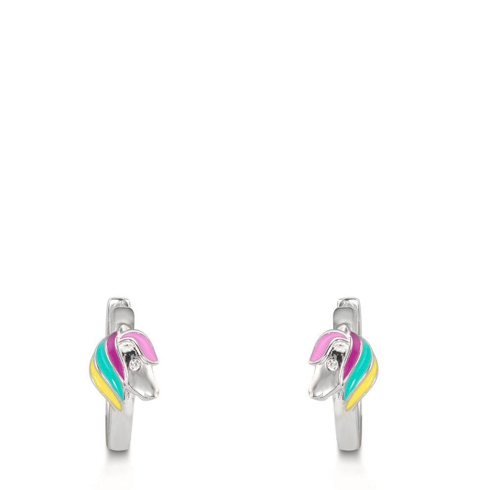 Orecchini circolari Argento rodiato Cavallo