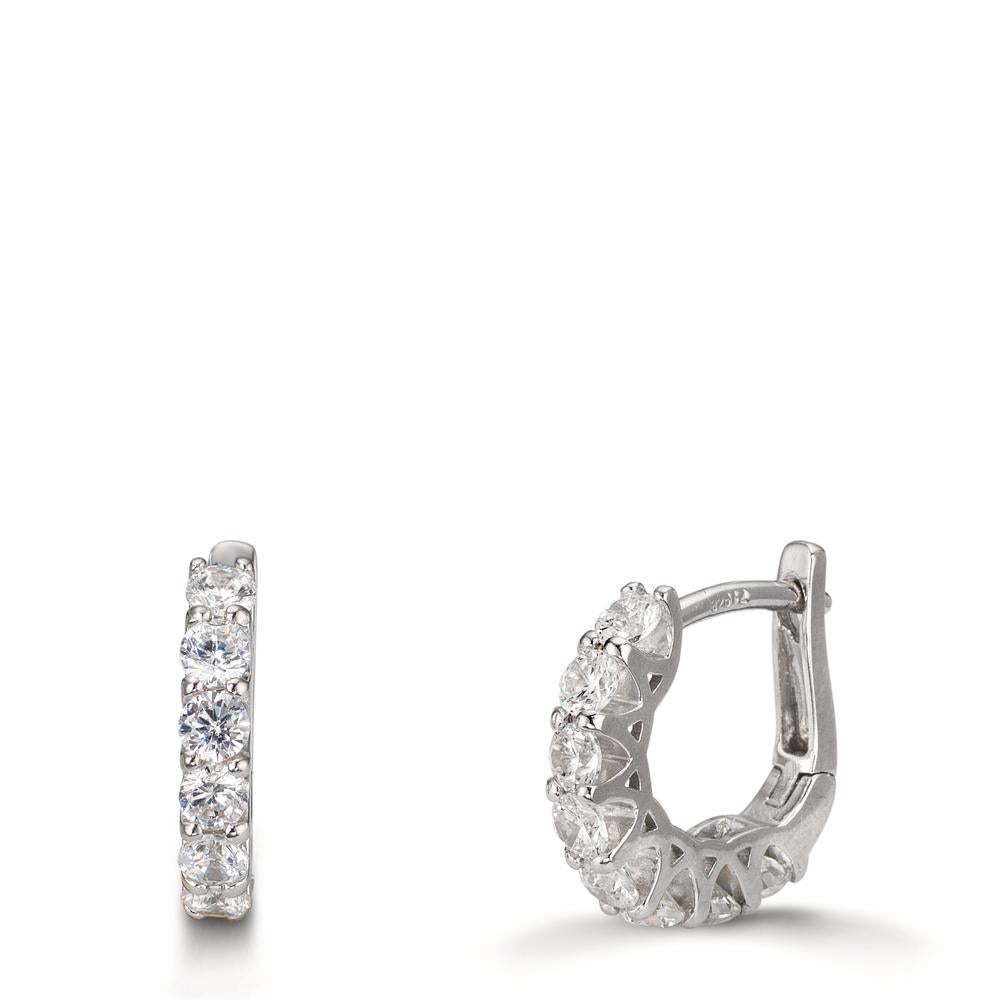 Orecchini circolari Argento Zirconia 16 pietra rodiato