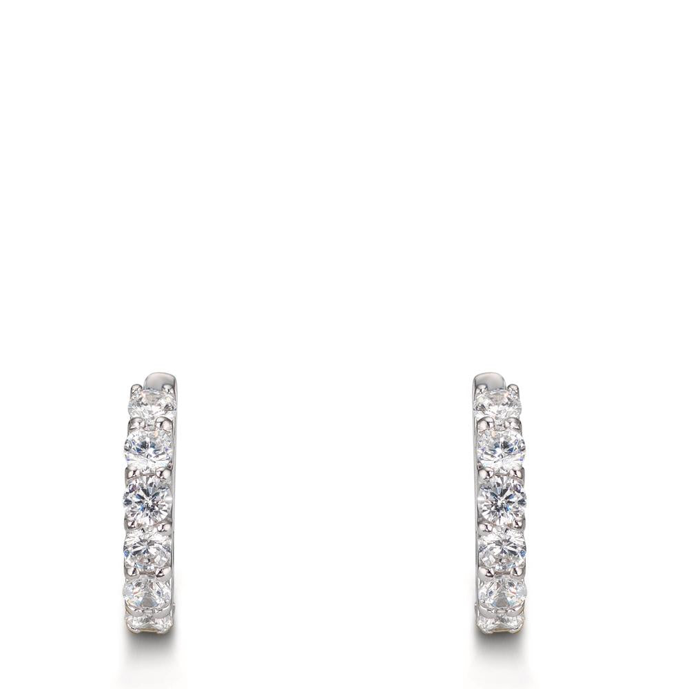 Orecchini circolari Argento Zirconia 16 pietra rodiato