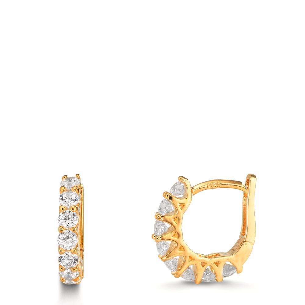 Orecchini circolari Argento Zirconia 16 pietra giallo dorato