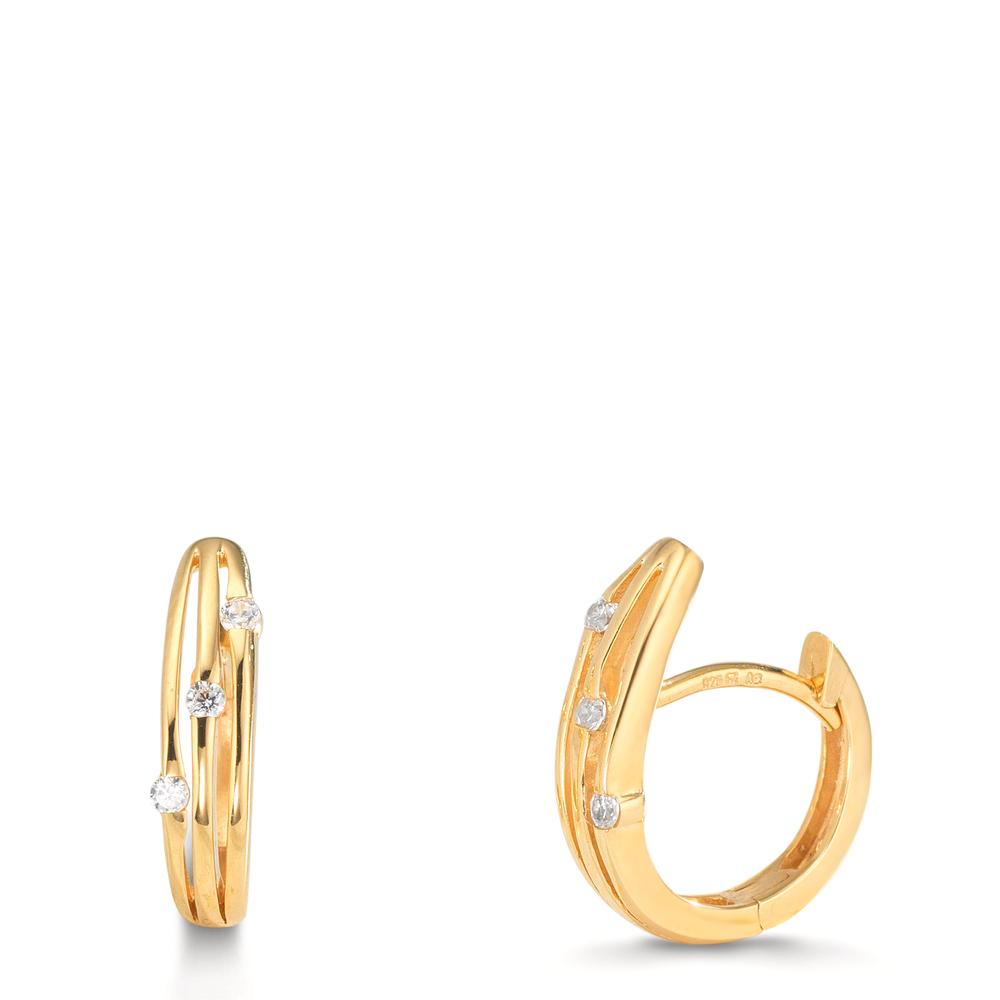 Orecchini circolari Argento Zirconia 6 pietra giallo dorato