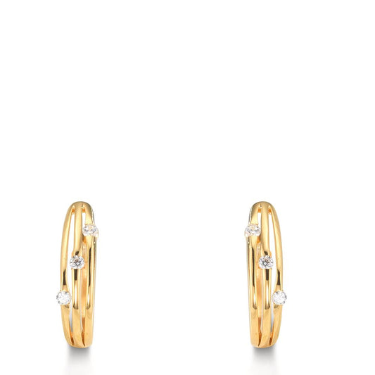 Orecchini circolari Argento Zirconia 6 pietra giallo dorato