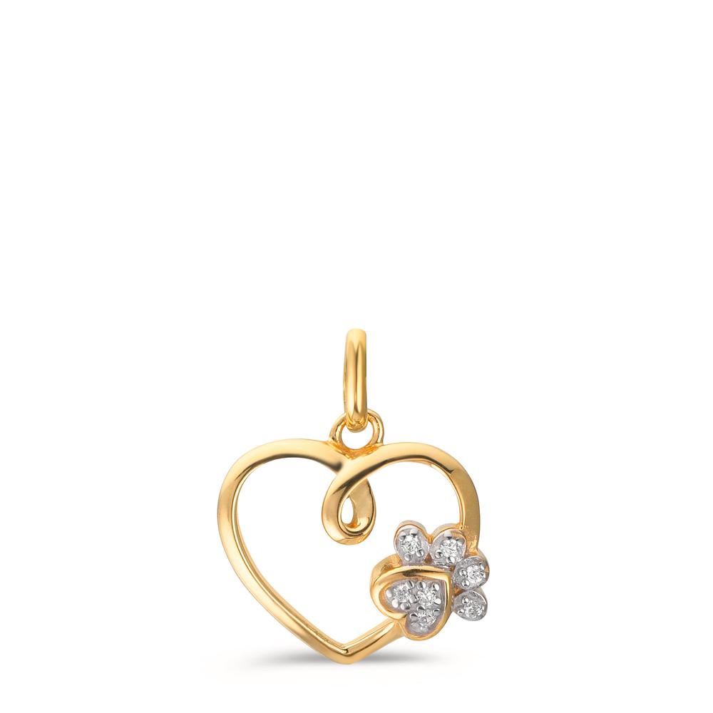 Ciondolo Oro giallo 375/9K Zirconia 7 pietra Cuore Ø12 mm