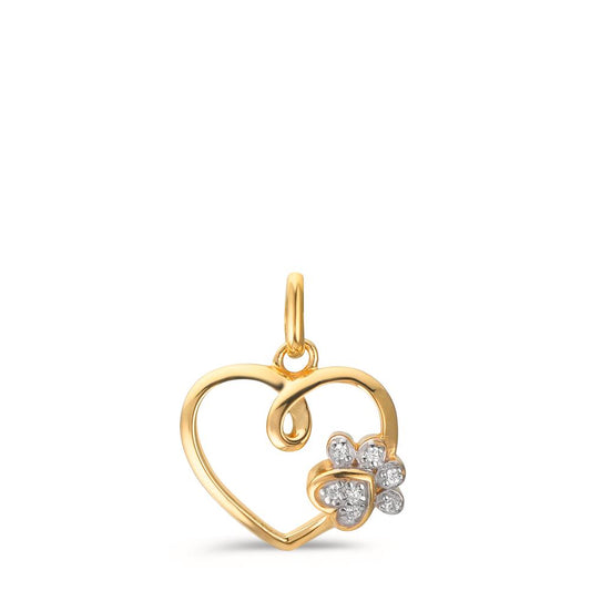 Ciondolo Oro giallo 375/9K Zirconia 7 pietra Cuore Ø12 mm