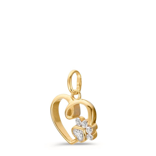 Ciondolo Oro giallo 375/9K Zirconia 7 pietra Cuore Ø12 mm