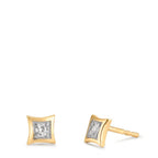 Orecchini a bottone Oro giallo 375/9K Zirconia 2 pietra