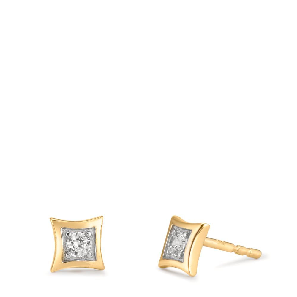 Orecchini a bottone Oro giallo 375/9K Zirconia 2 pietra