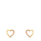 Orecchini a bottone Oro giallo 375/9K Zirconia rosa Cuore Ø6.5 mm