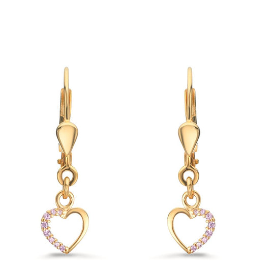 Orecchini Oro giallo 375/9K Zirconia rosa, [rund]