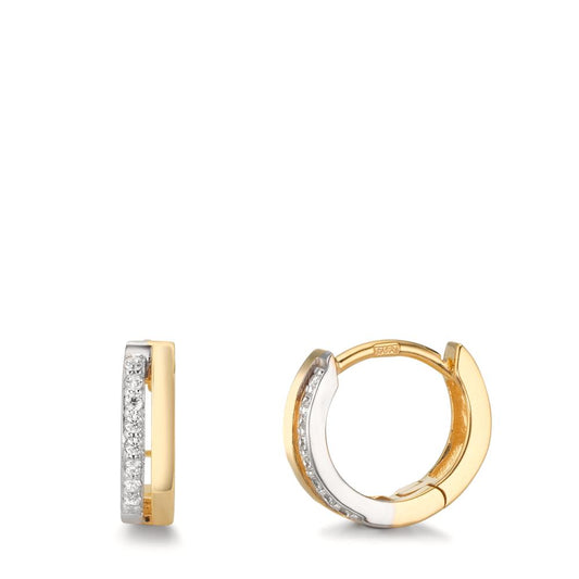 Orecchini circolari Oro giallo 375/9K Zirconia 16 pietra bicolore